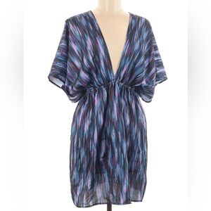 JMP The Label Mykonos Swim Cover-Up Kimono Mini Dress Twilight Print Blue